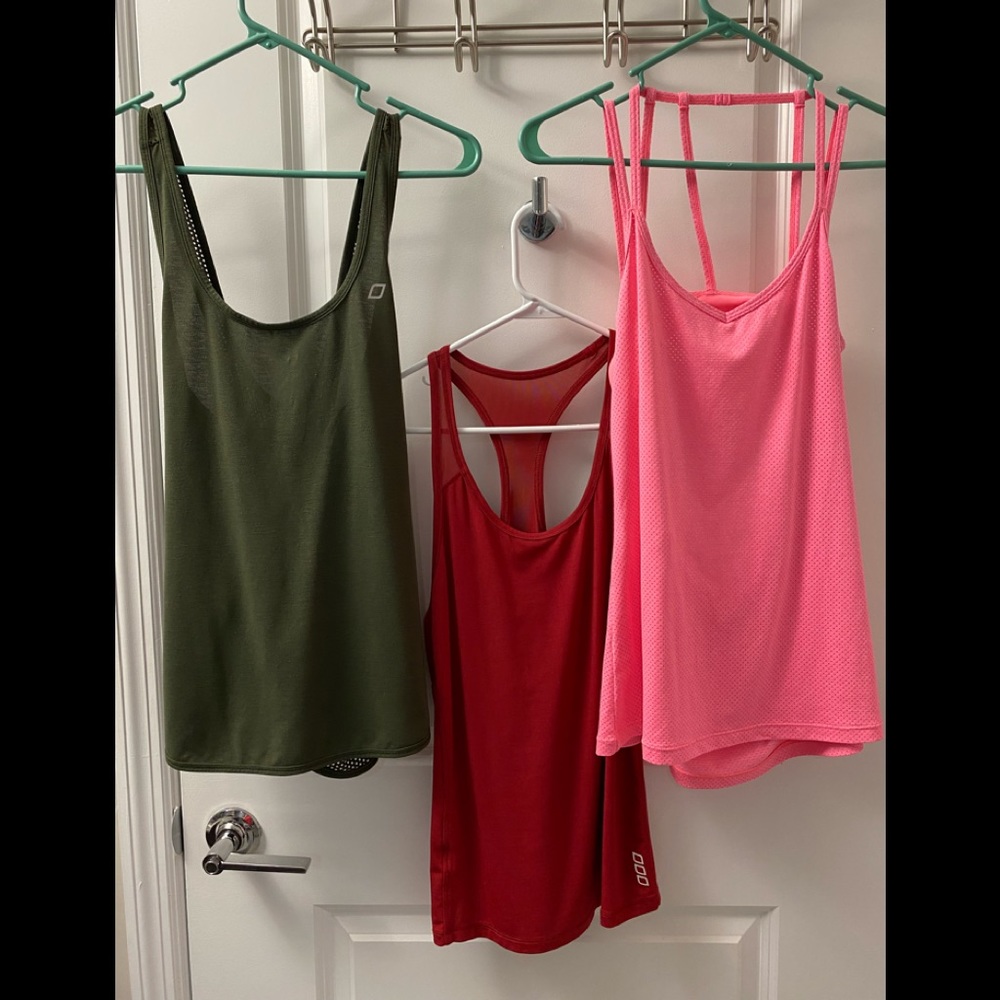 Lorna Jane pink, green and maroon tank tops Medium